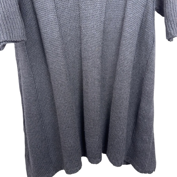 EILEEN FISHER Black Alpaca Silk Rib Turtleneck Long A-Line Short Sleeve Sweater - Picture 5 of 15